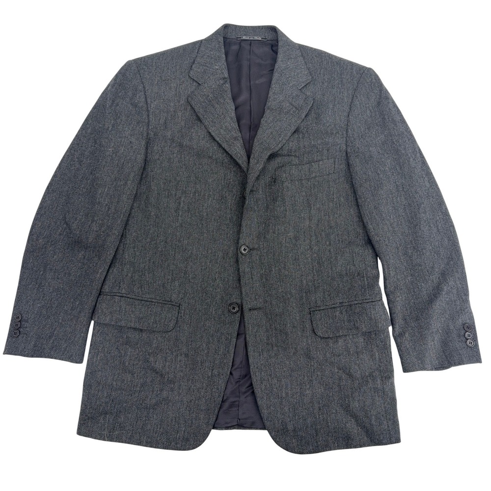 Redaelli Blazer Mens 38 Gray Guabello 100% Cashmere Herringbone Sport Coat Italy
